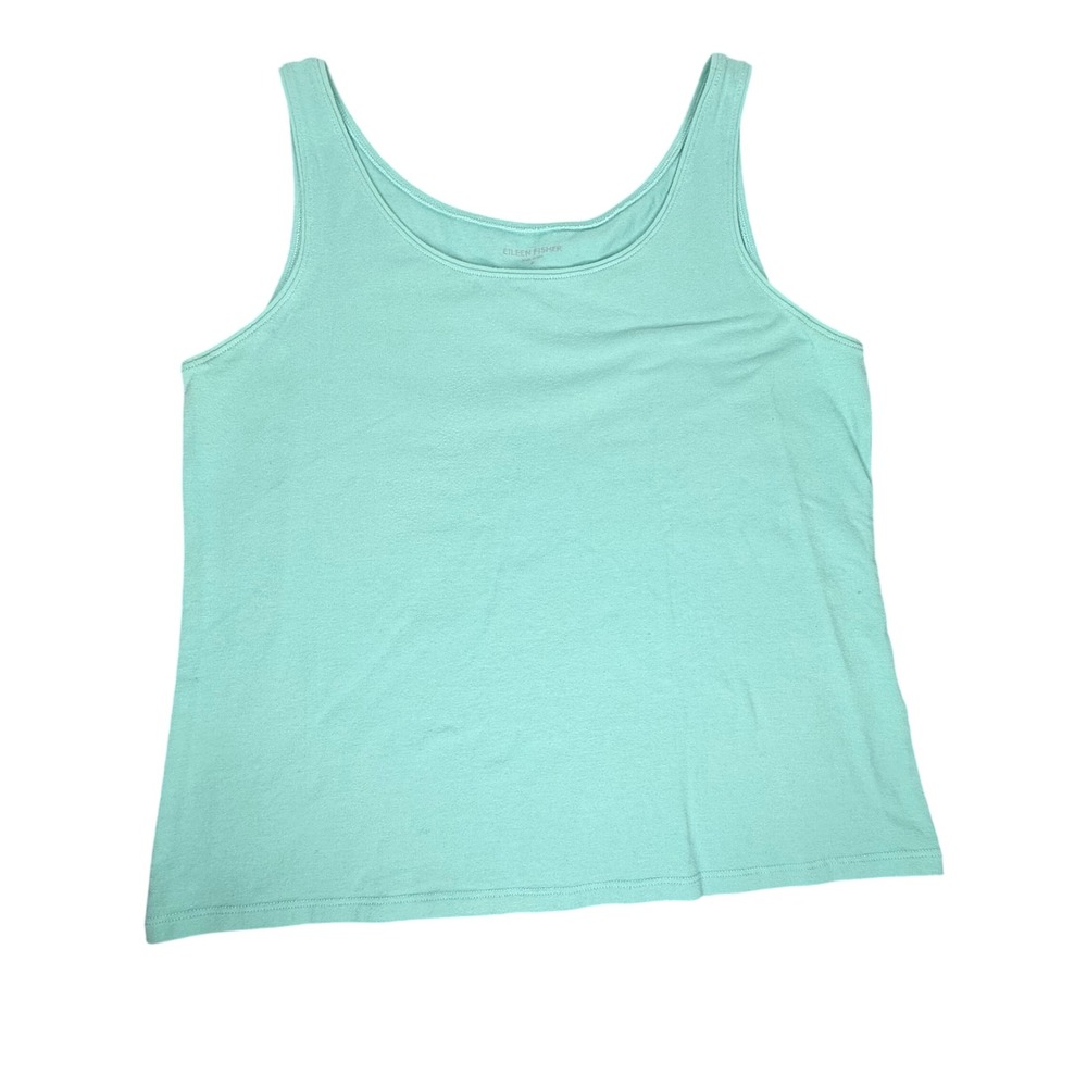 Eileen Fisher Tank Top Aqua Blue Organic Cotton Lycra Women's Basic Layering Top